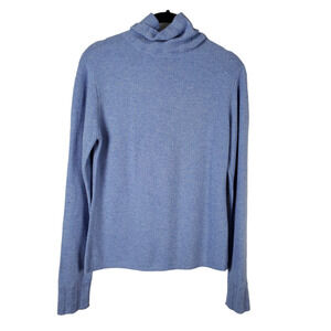 Griffen Women Cashmere Cowl Neck Business Casual Blue Sweater Size Small
